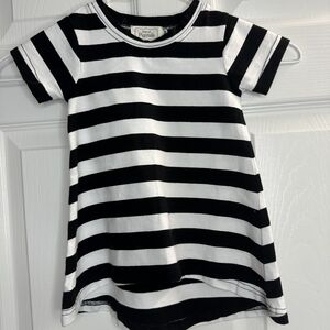 Pearls & Piggytails Black and White Striped Tee Dress